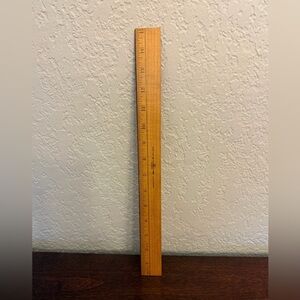 Vintage Westcott 15 Inch Wood Ruler Metal Front Edge Double Sided Made In USA